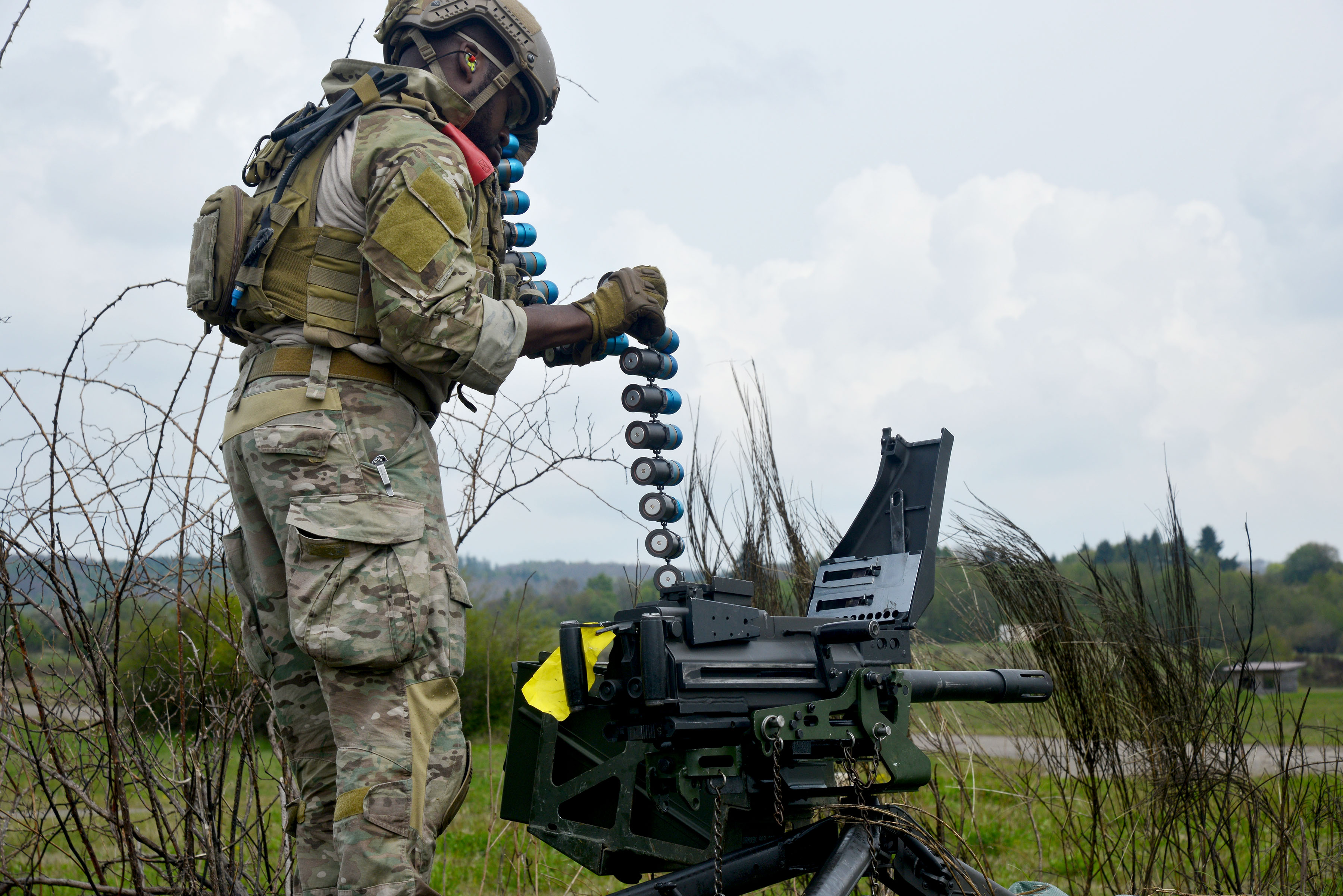 U.S. Soldiers assigned to 1-10th Special Forces Group fire an Mk19 grenade launcher at Baumholder Military Training Area, Germany, in May. Ammunition currently being developed for the Mk19, the I-HEDP, will increase the accuracy and lethality of Mk19 gunners and allow them to engage and defeat targets with less ammunition than the existing M430A1 HEDP. (U.S. Army Photo by Erich Backes)