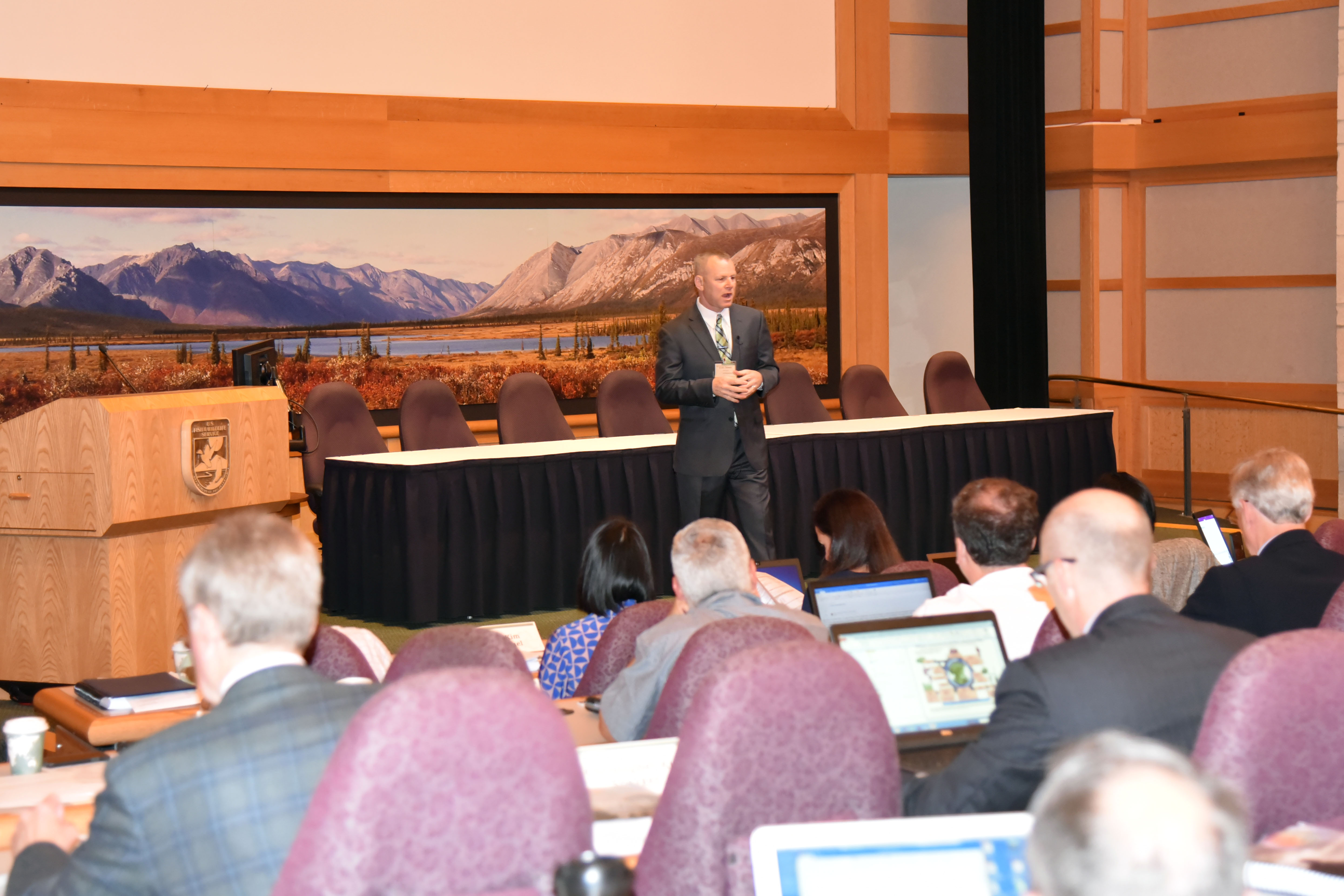 Col. Dennis McGurk welcomes attendees to the first Post-Traumatic Stress Disorder State of the Science Summit in Shepherdstown, West Virginia, June 13. The two-day meeting brought together experts to investigate new and current avenues in drug development to fight PTSD and related problems. Only two drugs are FDA-approved to treat PTSD, but their effectiveness is limited and their side effects often result in patients opting not to take the medication. (Photo by Crystal Maynard, U.S. Army Medical Materiel Development Activity Public Affairs)