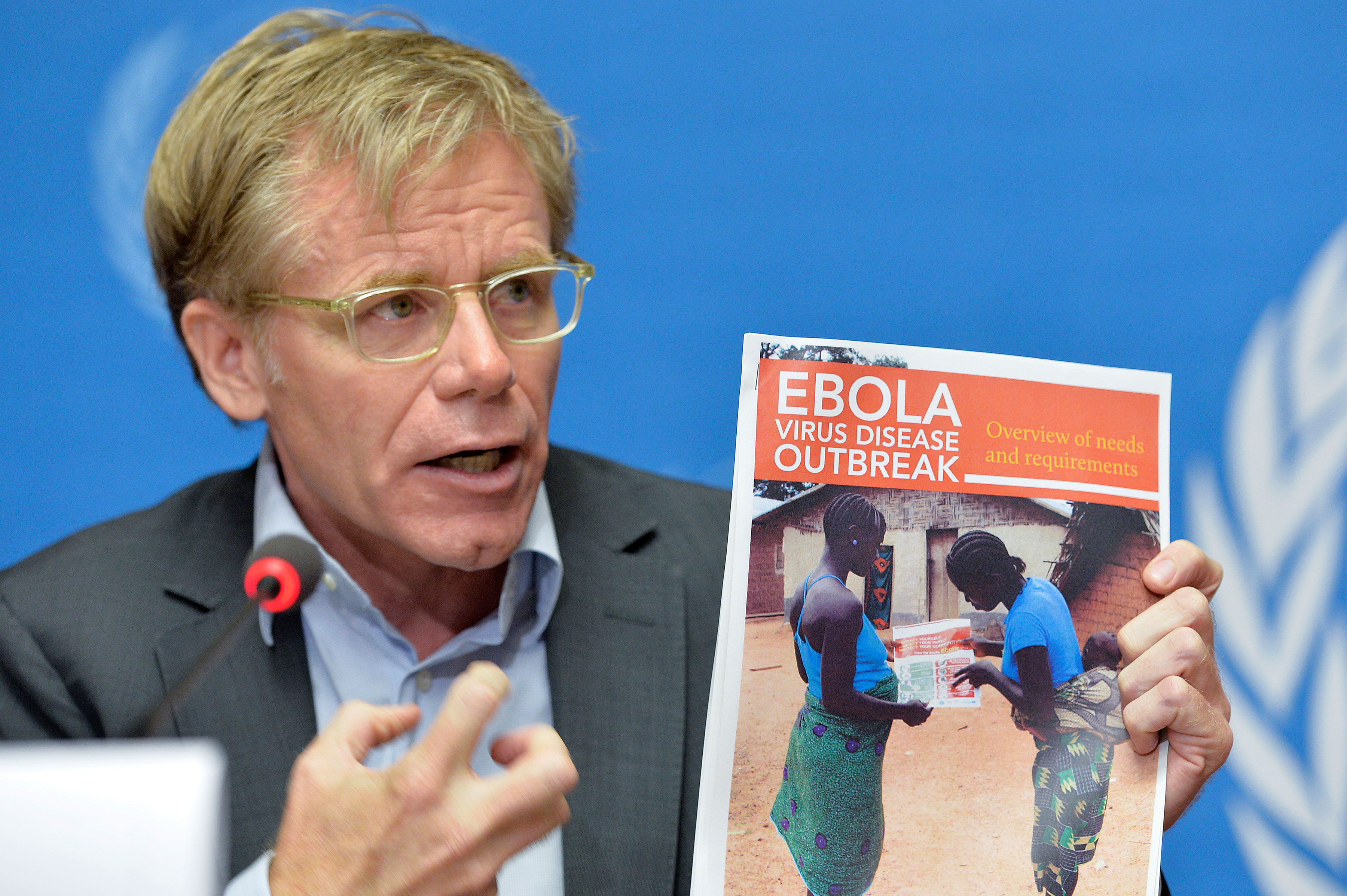 Dr. Bruce Aylward delivers his plan for an international response to the West Africa Ebola outbreak at a September 2014 press conference at the World Health Organization at Geneva. The first step in dealing with an emergency, says Aylward, “is break down the unknown, because we actually know a lot more than we often recognize that we know.” (U.N. photo by Jean-Marc Ferré)