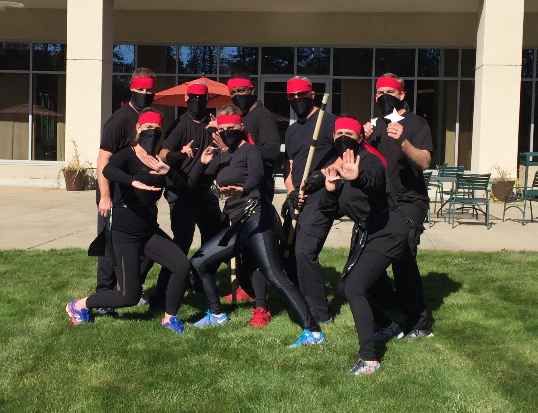 One tradition at CORE is known as Warrior Games, a team-building experience involving physical challenges that are designed to build team cohesion and have a little fun. Each team draws a tribe from a hat and has to create a team uniform. Team Four drew the ninjas. Can you tell? (Courtesy photo)