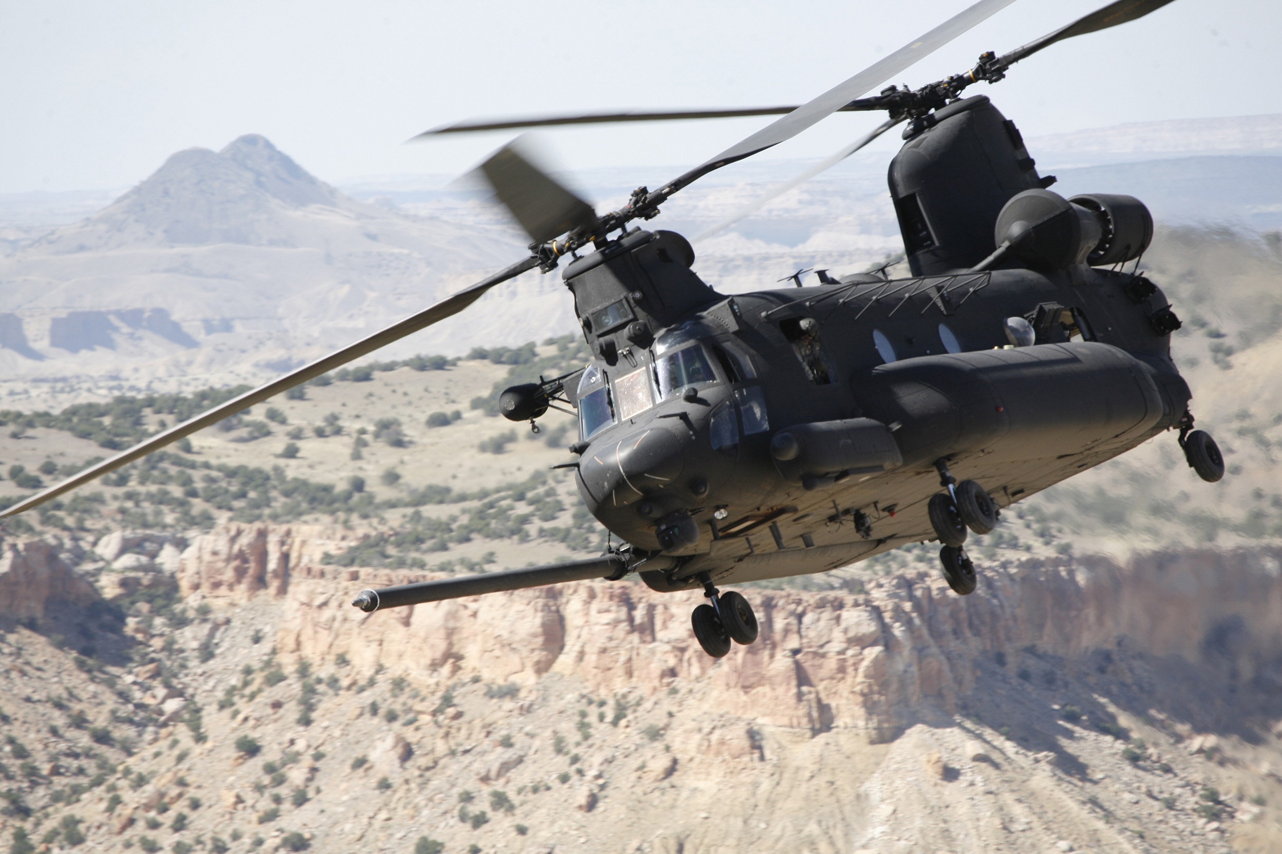 This MH-47 Chinook is an Army helicopter that has been modified for SOF missions. SOCOM’s programs are predominately ACAT III, thereby minimizing statutory requirements and layered oversight. ACAT I platforms such as the Chinook, as well as gunships and maritime vessels, are provided by the services, then modified by SOF AT&L for specific mission requirements. (Photo courtesy of SOF AT&L)