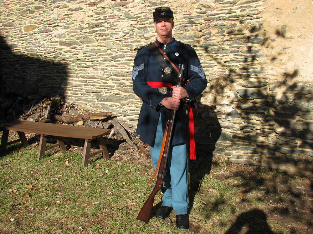 Block is a civil war reenactor within the 3rd U.S. Infantry Regiment, and takes place in at least one reenactment or living history event each month. Photo courtesy of the author.