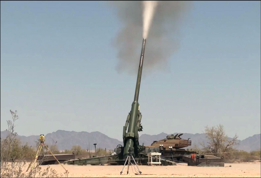The Army’s long-range precision fires priority seeks to restore Army dominance in range, lethality, mobility, precision and target acquisition. The Extended Range Cannon Artillery project at U.S. Army Yuma Proving Ground in Arizona includes the XM1113 projectile, which surpassed 60 kilometers in May, and the Hyper Velocity Projectile, which has exceeded Yuma’s testing space. (U.S. Army photo)