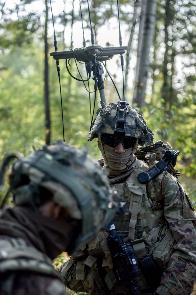 Soldiers with the Combat Electronic Warfare Intelligence Platoon, Delta Company, 54th Brigade Engineer Battalion provide signal intelligence to help the 173rd Airborne Brigade during Saber Junction 18, held in September 2018 in Germany. As more and more signals are captured by satellites, radars and other devices, the signal detection process is no longer efficient in understanding the vast amount of data presented to EWOs on the battlefield. (U.S. Army photo by Spc. Josselyn Fuentes, 173rd Airborne Brigade)