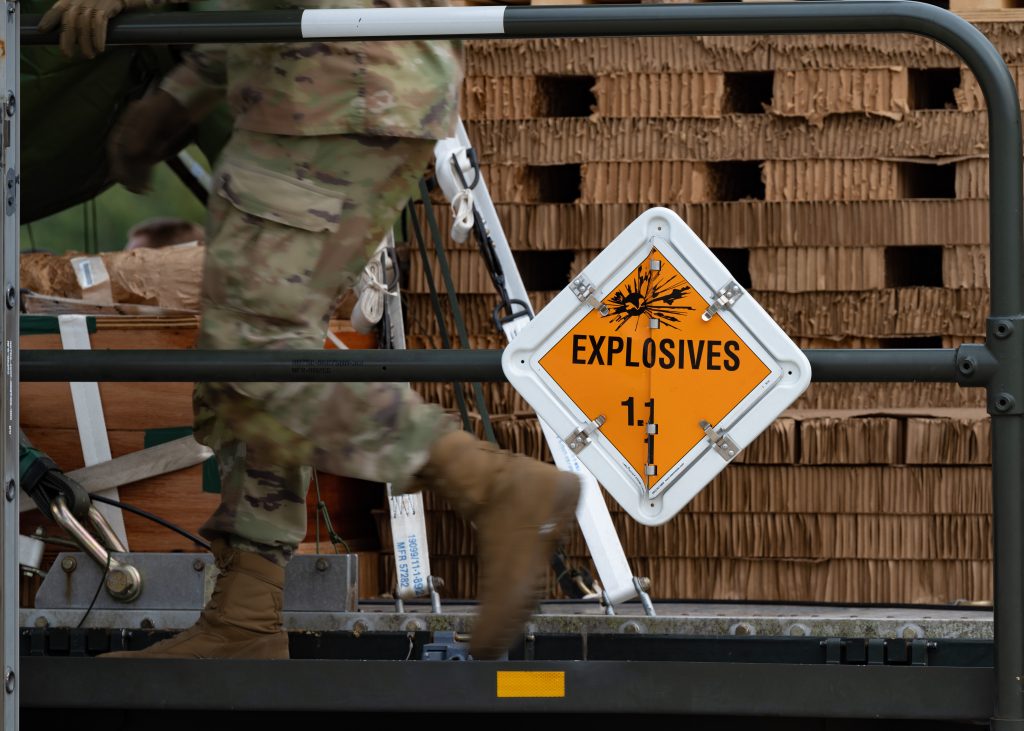 AMMO ON THE MOVE The PD JS Life Cycle Pilot Process Program focuses on converting ammonium nitrate solution—a waste product of explosives manufacturing—into potassium nitrate. (Photo by Senior Airman Andrew Bertain)