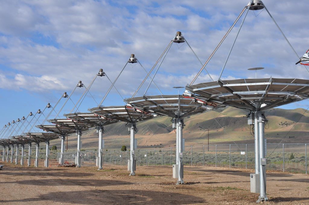 MAJOR UPGRADES: The solar array at the alternative energy corridor at Tooele Army Depot in Utah is an Army Energy Conservation Investment Program project. The 429 solar dishes provide 1.5 megawatts of electricity, approximately 30% of the depot's annual electric energy need. (Photo by Kathy Anderson, Tooele Army Depot)