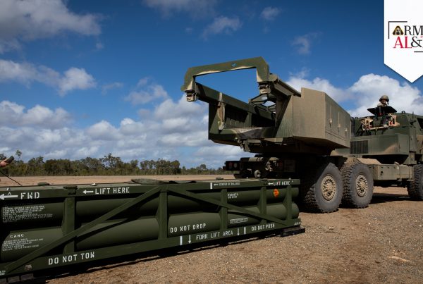 LEVERAGING ATACMS A U.S. Army Soldier prepares the crane for loading the ATACMS onto HIMARS in support of Talisman Sabre 2023, held in July 2023 at Williamson Airfield in Queensland, Australia. (Photo by Sgt. 1st Class Andrew Dickson, 133rd Mobile Public Affairs Detachment)