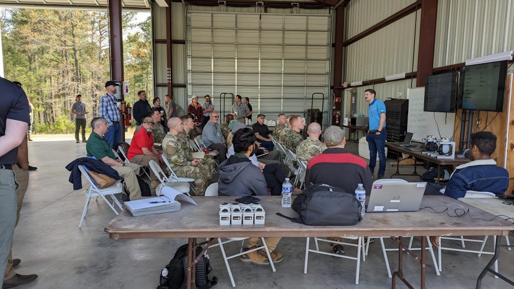 DETECT AND NEUTRALIZEGOBLN team members attend an industry demonstration of alternate neutralization technologies in Opelika, Alabama, in February 2024. (Photo by Maj. Thomas Fite, PM CCS) 