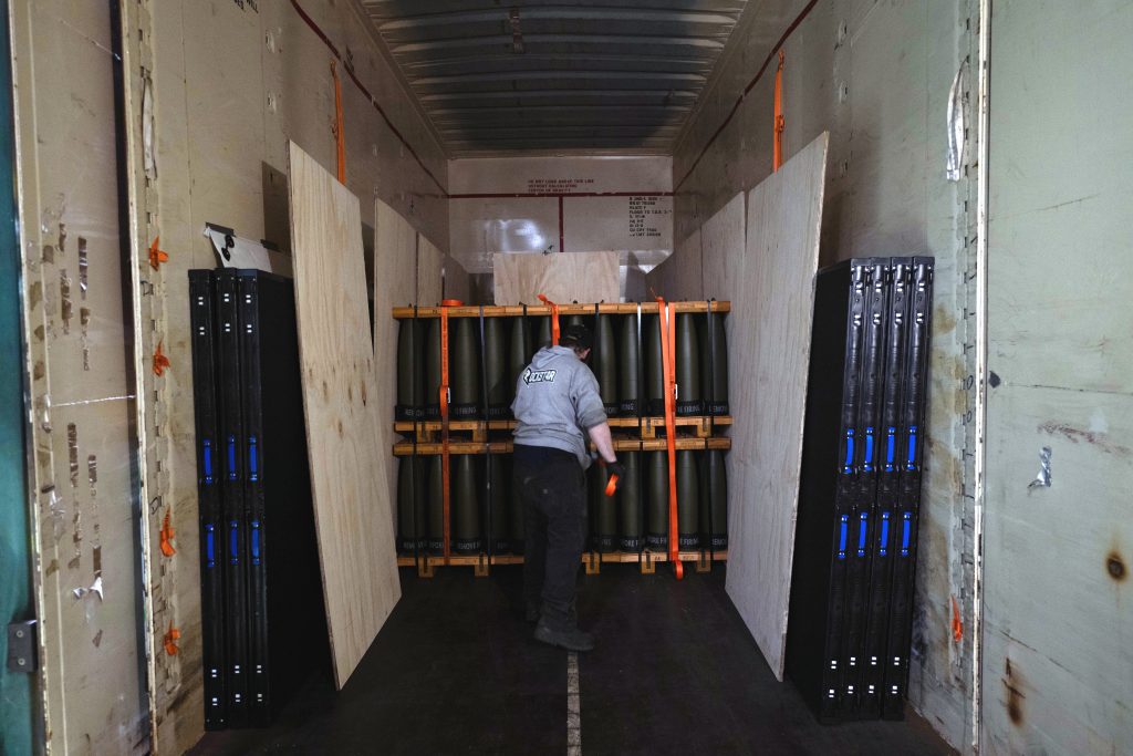 READY TO GOAn employee prepares 155 mm projectiles for distribution at SCAAP, March 26, 2024. (Photo by Henry Villarama, Headquarters Department of the Army) 