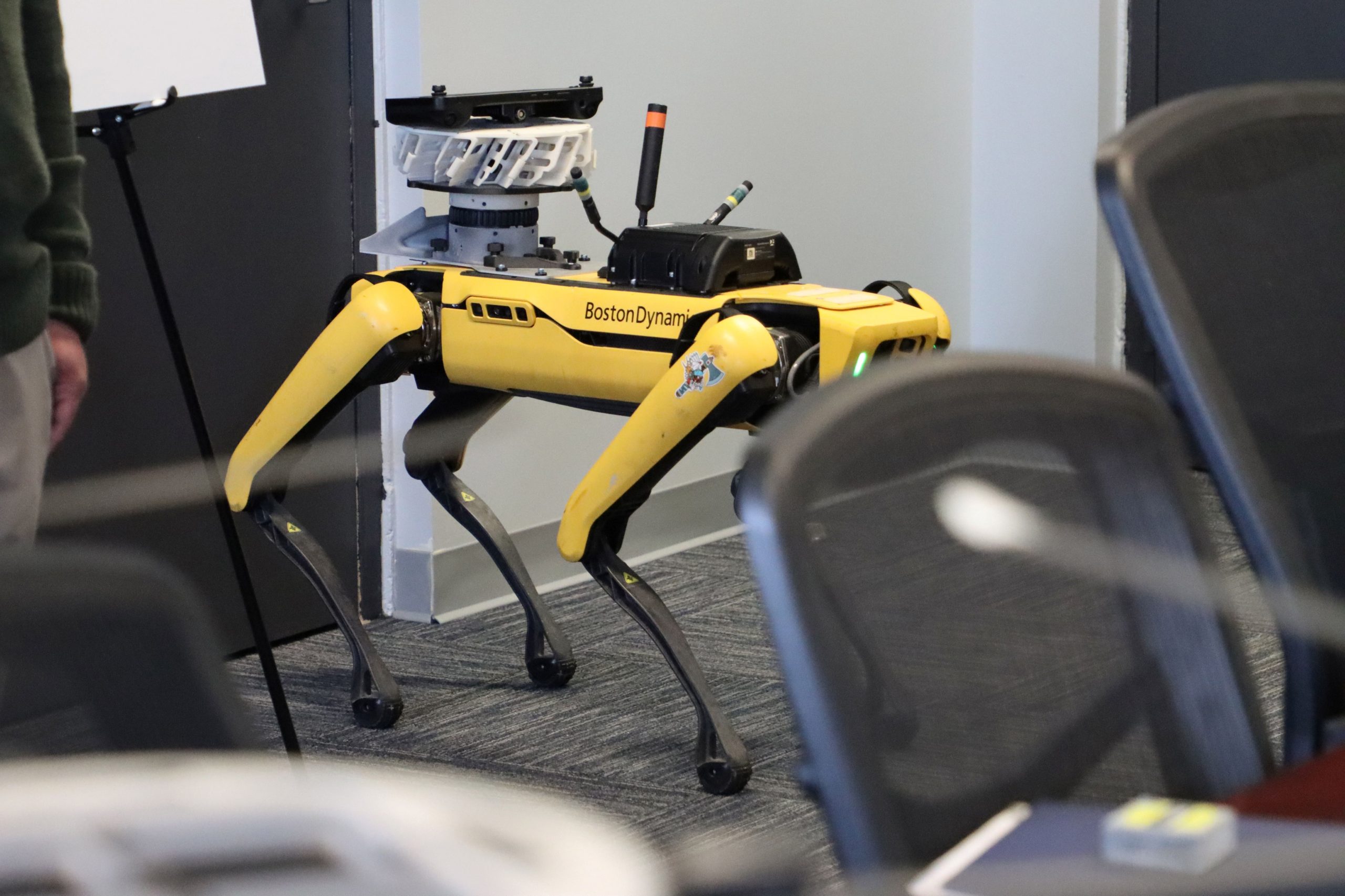 SEE SPOT DEPLOY: The UGV, Spot, carries the carousel designed to contain deployable sensors. The carousel attachment is compatible with multiple remotely operated delivery vehicles. (Photo by Ellie White, DEVCOM CBC)
