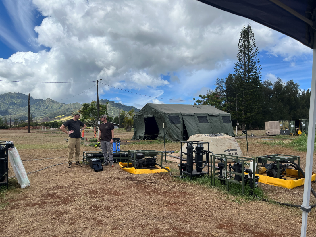 TESTING IN TRAINING: GVSC water purification experts support the Marine Corps during the large-scale exercise training rotation of the Joint Pacific Multinational Readiness Center, October 2024, on Oahu, Maui and Hawaii Island. (Photo courtesy of U.S. Army)