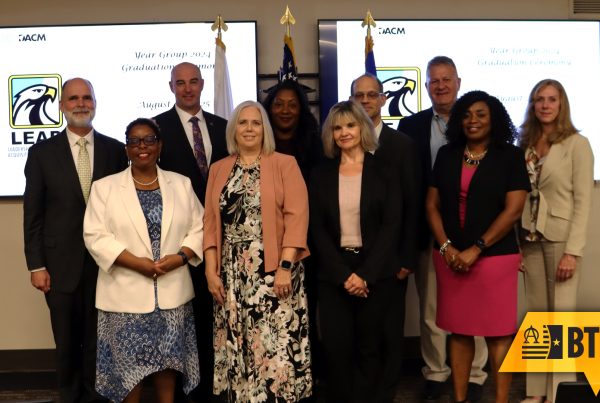 Six Army Acquisition Workforce members graduated from the DACM’s LEAD program in a ceremony held on August 20, 2025, at the Defense Acquisition University, Fort Belvoir, Virginia. From back left, Joseph Neumann, Army Contracting Command - Detroit Arsenal; James Smith, PEO Enterprise; Melissa Pitts, JPEO CBRND; Marty Zybura, deputy to the Deputy for Acquisition and Systems Management; Ronald R. Richardson Jr., Army DACM; and Vicky DeGuzman, chief of the Workforce Development and Engagement division. From front left, Katrina Harris, PEO Combat Support and Combat Service Support; Jessica Gregis, PEO Command, Control, Communications and Network; Callie Bounds, JPEO CBRND; and Kim Gibbons, LEAD program manager. (Photos by Rebecca Wright, USAASC)