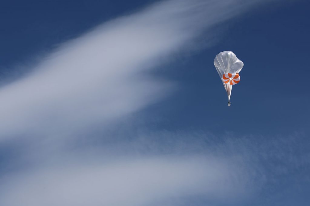An mHAB is launched during testing as part of the Army’s TiC initiative. Designed for quick deployment by just a few Soldiers, mHABs offer a low-signature, uncrewed platform operating in the stratosphere supporting sensor integration, communications relay and intelligence collection while enabling penetration into highly defended threat operational areas. (Photo by Staff Sgt. Brandon Rickert, 1st Multi-Domain Task Force)