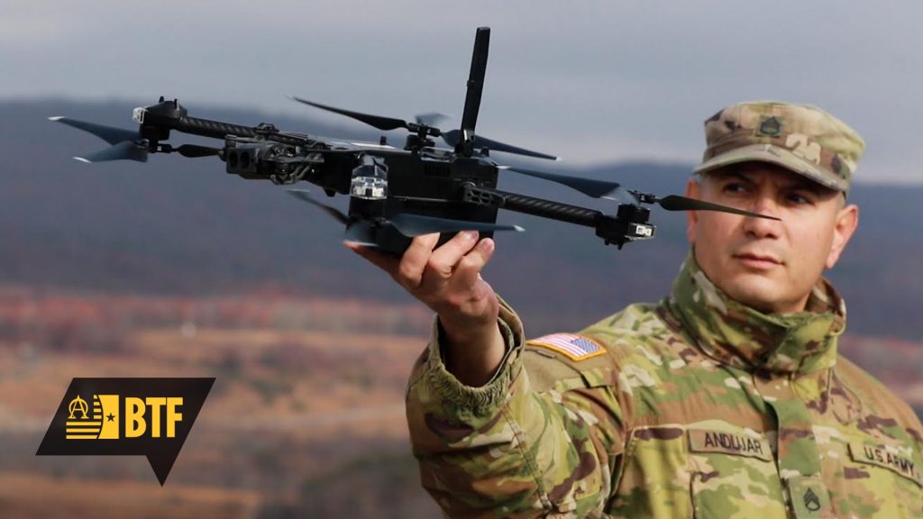 Army acquisition professionals should focus on adopting technologies before developing them—buy commercial off the shelf solutions, like this drone Skydio X2D operated by Staff Sgt. Luis Andujar, to get equipment to Soldiers quickly.