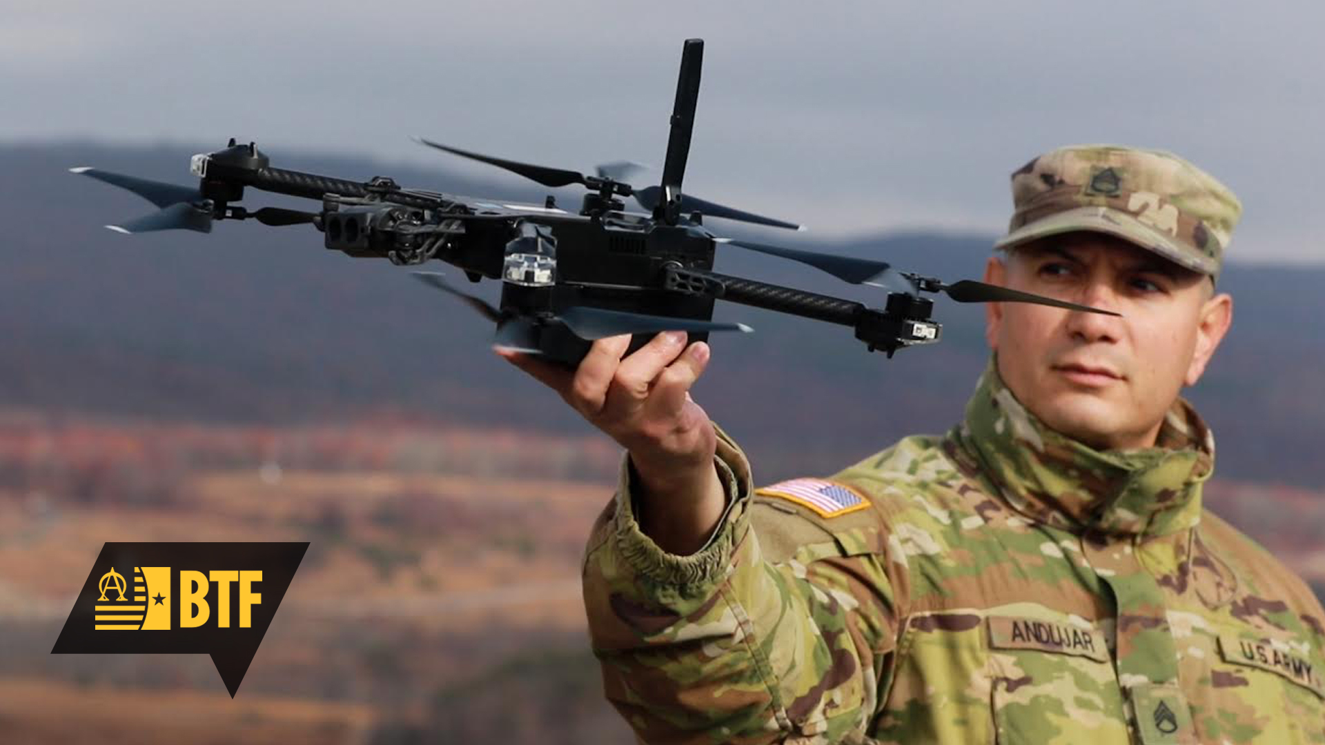 Army acquisition professionals should focus on adopting technologies before developing them—buy commercial off the shelf solutions, like this drone Skydio X2D operated by Staff Sgt. Luis Andujar, to get equipment to Soldiers quickly.
