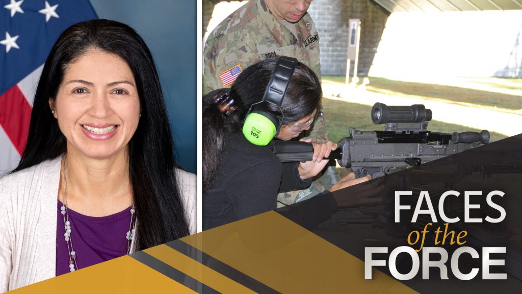 Hess firing an M80A1 round of ammunition from the M240B machine gun with Lt. Col. Michel, PM MAS, at PM MAS All Hands Range Day at the Karpowich Range, Picatinny Arsenal, New Jersey, in May 2022.
