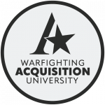 Warfighting Acquisition University logo on a button