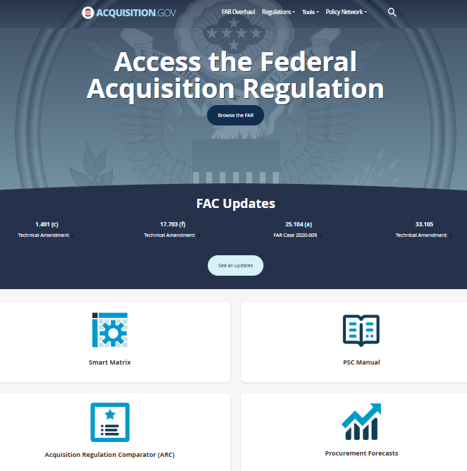 screenshot of acquisition.gov