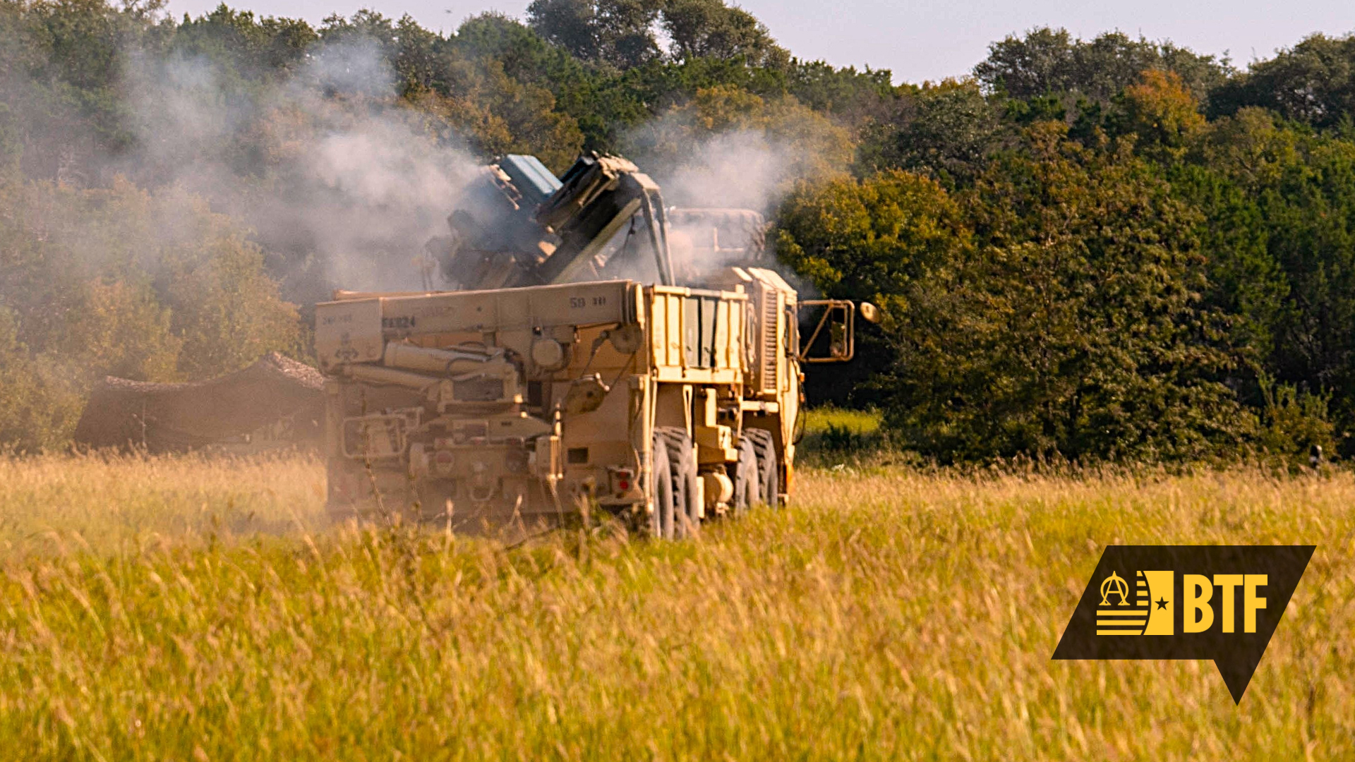A military vehicle demonstrates the M139 Volcano system’s precision deployment capabilities during a live-fire exercise.